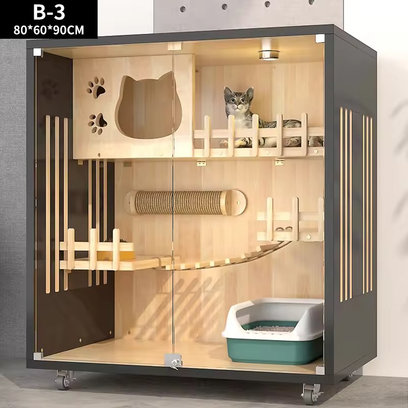 CHUONG MEO Gỗ B3 - Chuồng Mèo Hiện Đại Xưởng APET