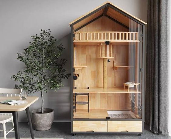 Chuồng mèo cao cấp bằng gỗ , thiết kế sang trọng, thoáng mát cho mèo trong nhà