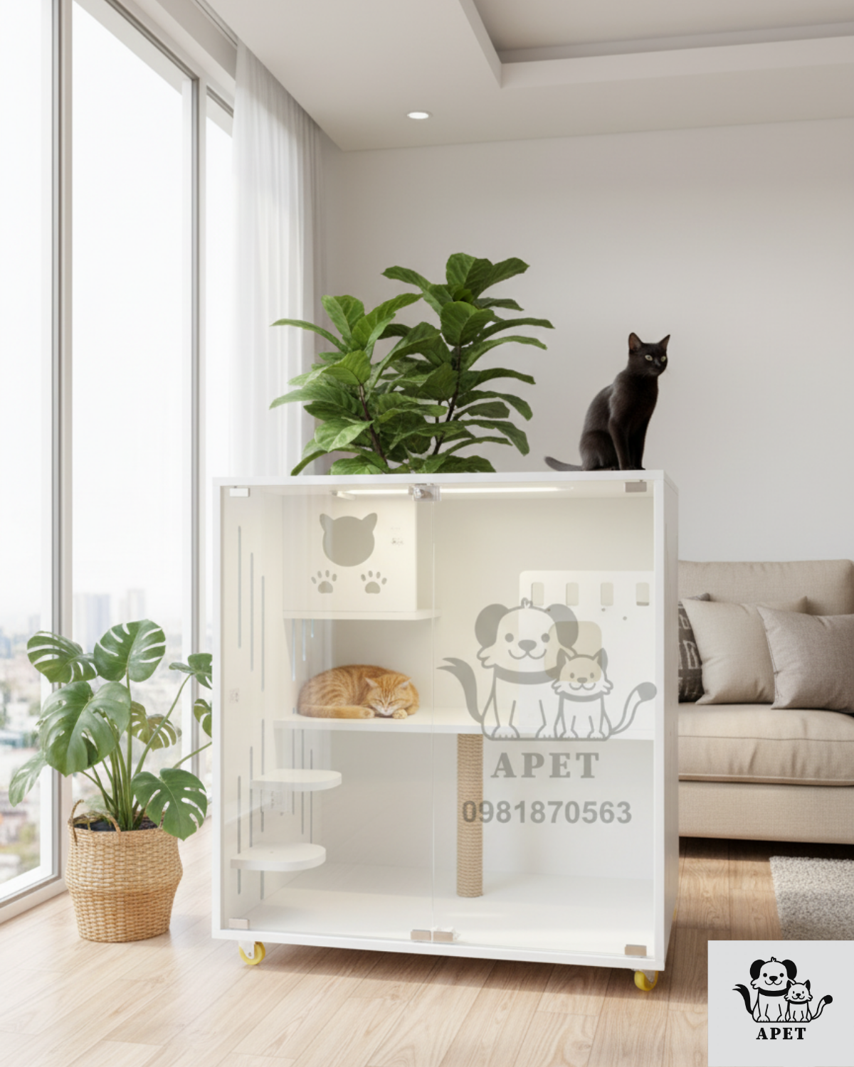 Chuồng mèo gỗ HCM thiết kế hiện đại, sang trọng tại Gò Vấp