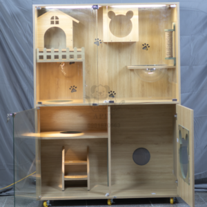 Chuồng mèo gỗ cao cấp thiết kế hiện đại nhiều tầng cho thú cưng